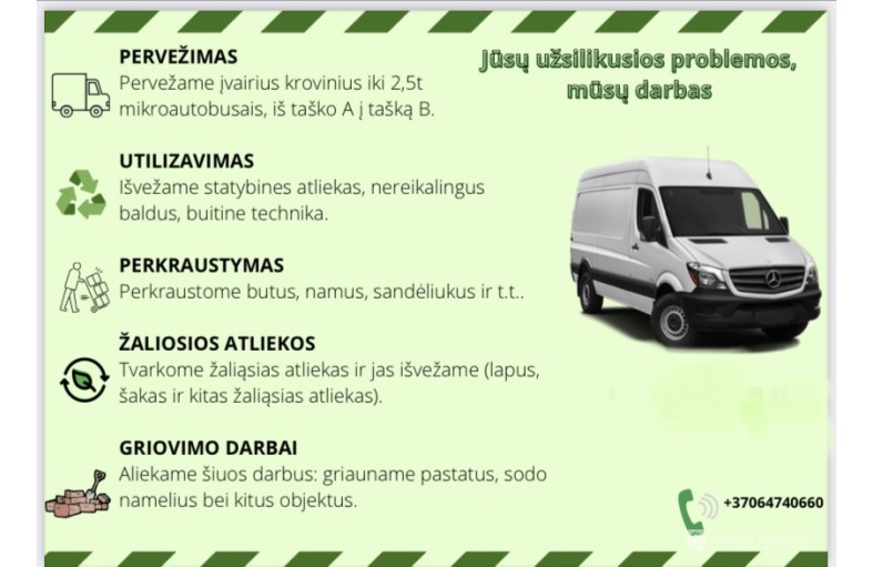   Atliekų išvežimo, perkraustymo,pervežimo pa