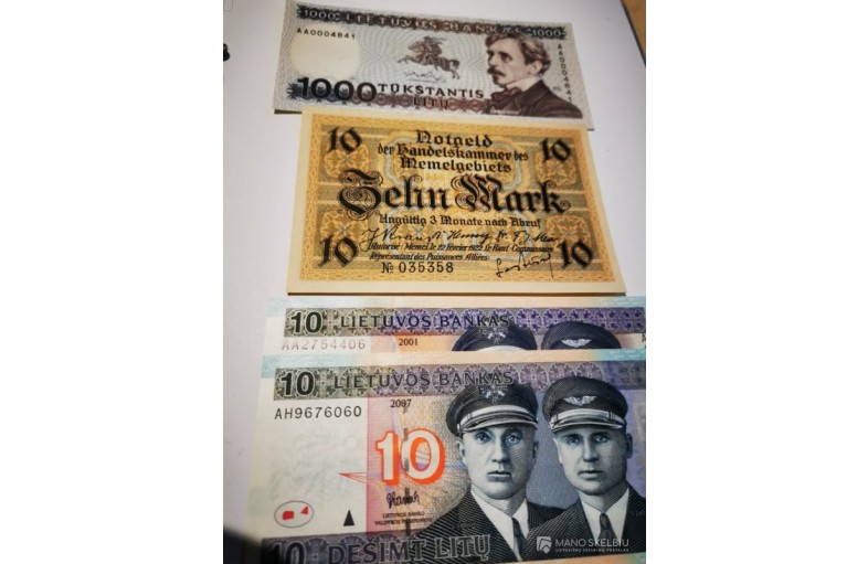 1000 litu 100 monetos 10 litu