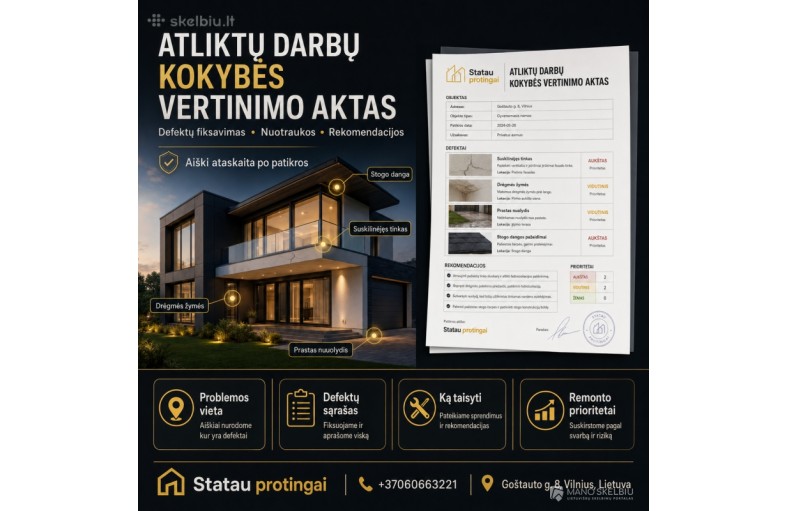 ATLIKTŲ DARBŲ KOKYBĖS VERTINIMO AKTAS