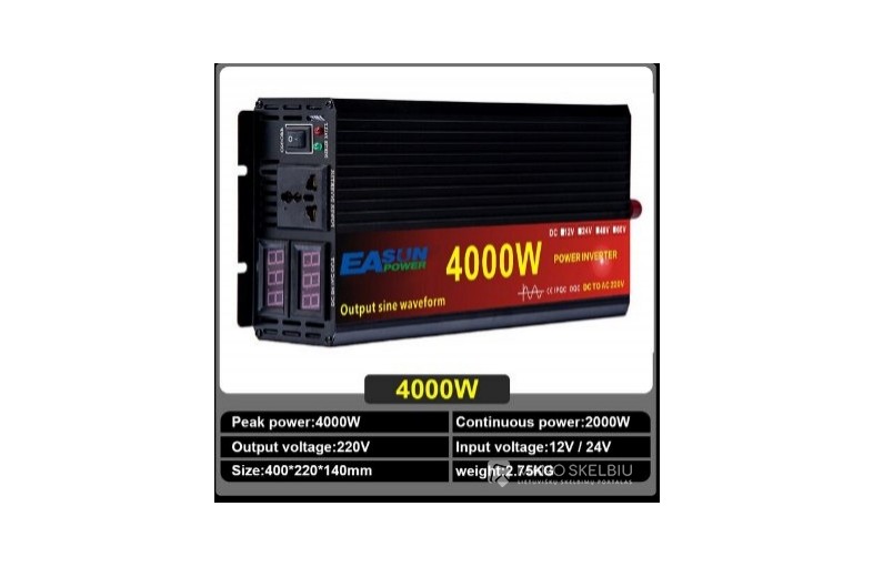 keitiklį 4000W voltas DC 12 V į AC 220-230V