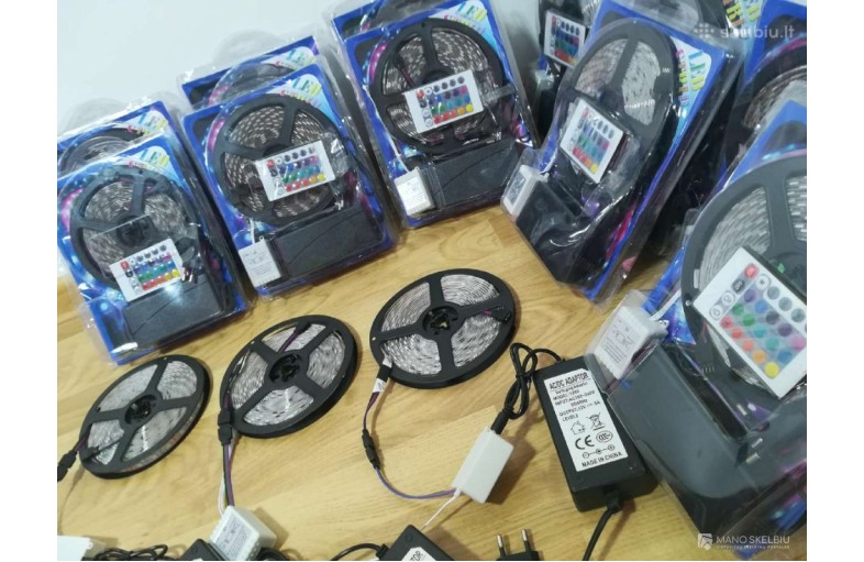 Led juosta 5m atspari drėgmei Rgb su valdymo 