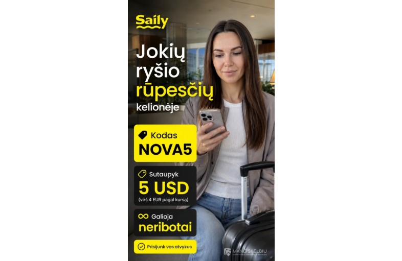 NOVA5 - Saily eSIM nuolaidos kodas -4,25 EUR