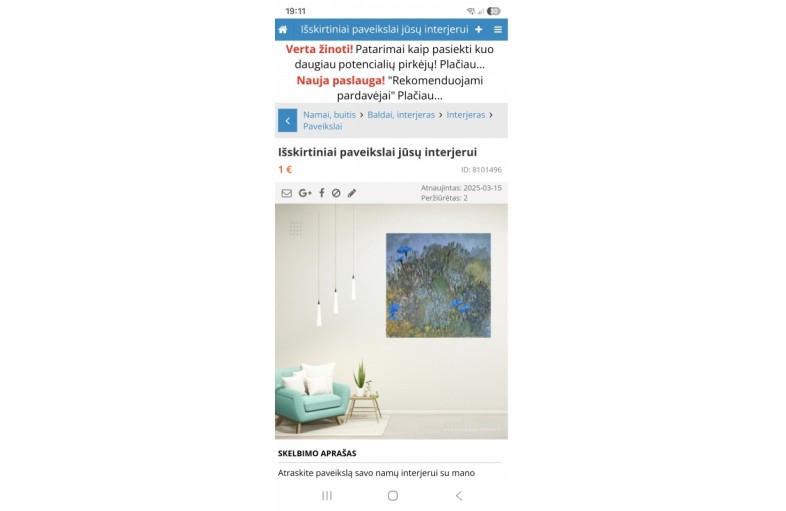 Paveikslai jūsų interjerui