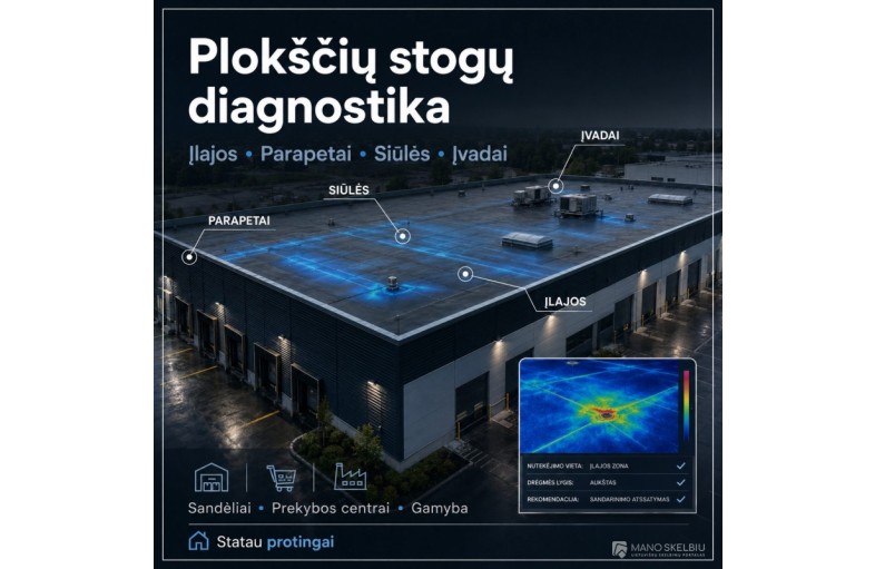 Plokščių stogų ir fasadų pratekėjimų diagnostika