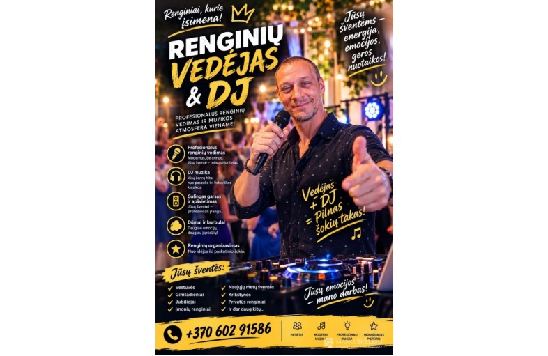 Renginių vedėjas ir dj visoje Lietuvoje