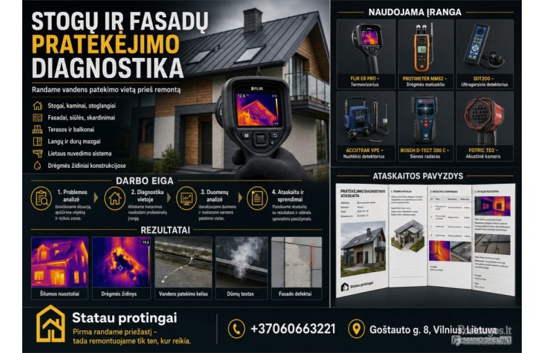Stogų ir fasadų nuotėkių diagnostika