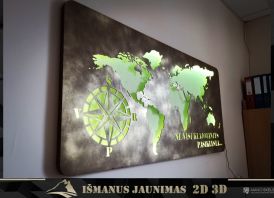 Erdvinis pasaulio žemėlapis su LED apšvietimu