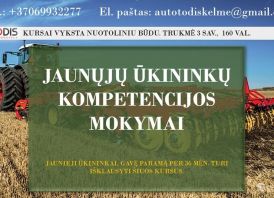 Jaunųjų ūkininkų kompetencijos mokymai
