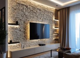 TV sienų apdaila dekoratyviniu akmeniu