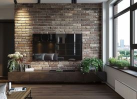 TV sienų apdaila dekoratyviniu akmeniu